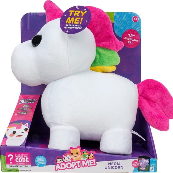 ROBLOX Adopt Me! 12" LED Light-Up Neon Stuffed Plush Unicorn Figure Virtual Code - Picture 6 of 15